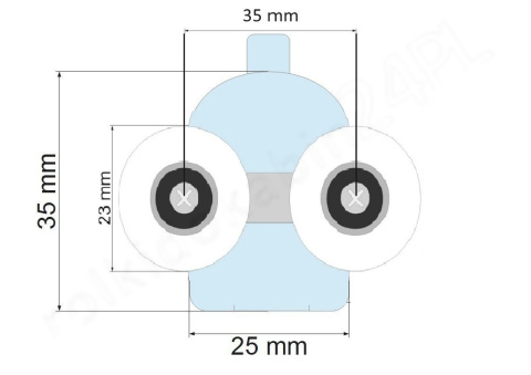 Rolka do kabiny dolna D05-1 23mm podwójna Rolka do kabiny dolna D05-1 23mm podwójna