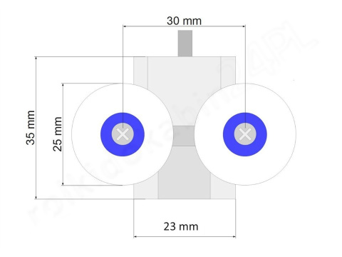 Rolka dolna podwójna D09-1 25mm metal Rolka dolna podwójna D09-1 25mm metal