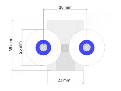 Rolka górna podwójna G09-1 25mm metal Rolka górna podwójna G09-1 25mm metal